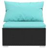 5 Piece Patio Lounge Set with Cushions Poly Rattan Black