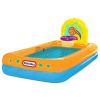 Splash Dunk Sprinkler Pool, Inflatable Pool with Basketball Hoop and Ball for Kids Ages 3-6