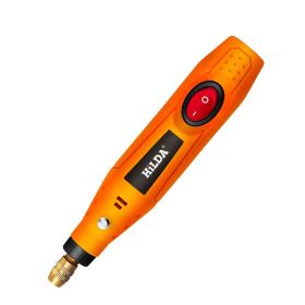 Hilda Mini Electric Grinder Micro Polishing Electric Grinder Carving Pen Crystal Agate Jade Jade 12v (Option: Orange-MD6612round insert-EU)