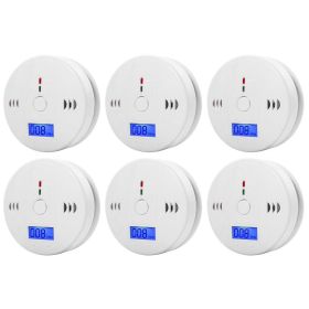 LCD CO Sensor Carbon Monoxide Detector 85dB Sound Independent CO Poisoning Warning Alarm Detector Meter Kitchen Fireplace Indoor (Color: 6PCS, Ships From: CN)