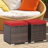 Removable Cushions Footstool Backyard Garden Patio Rattan Wicker Ottomans Seat